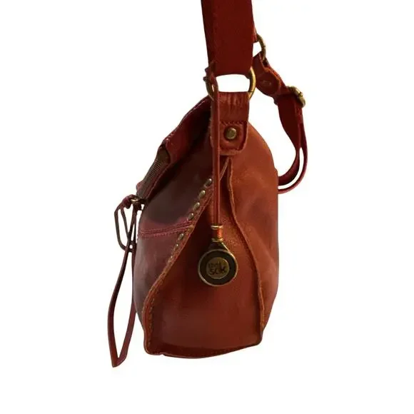 The Sak Silverlake Red Leather Crossbody Shoulder Bag Studs Boho Moto Fob Charm - Picture 6 of 16